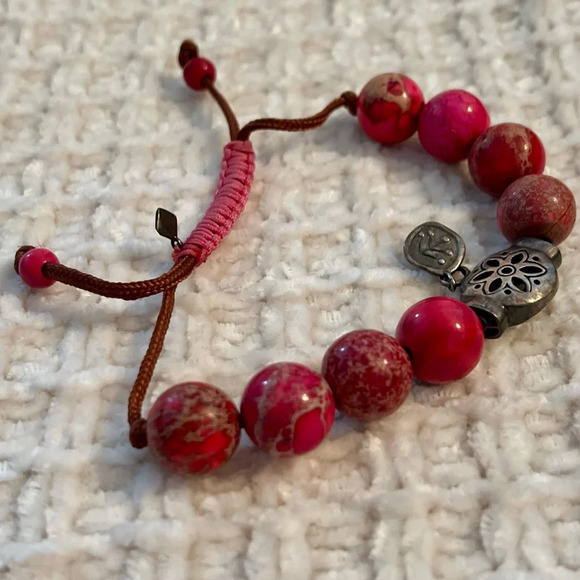 Silpada Sterling Silver Fuchsia Jasper Bead with Sliding Cord - Picture 3 of 4